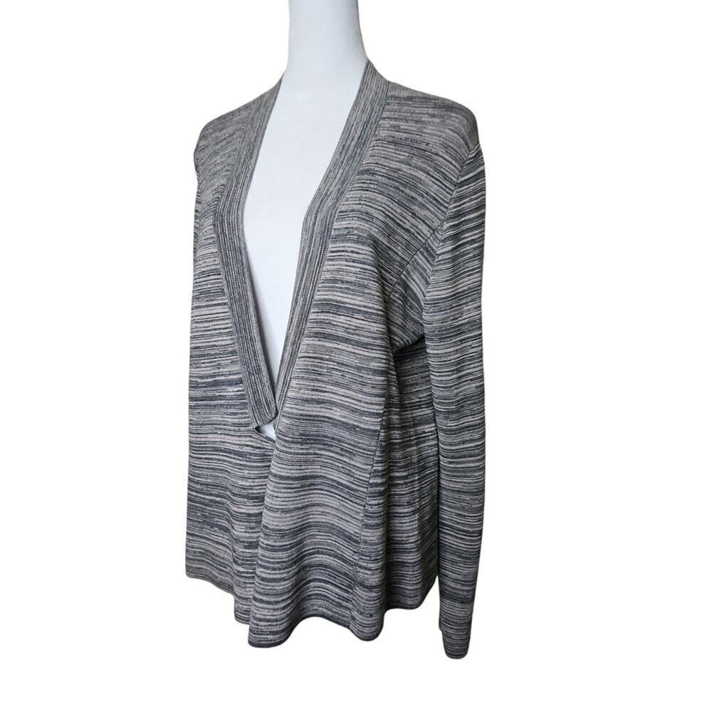 Eileen Fisher Tencel Organic Cotton Notch Cardigan Heather Gray Maple Oat Sz L - Picture 3 of 7
